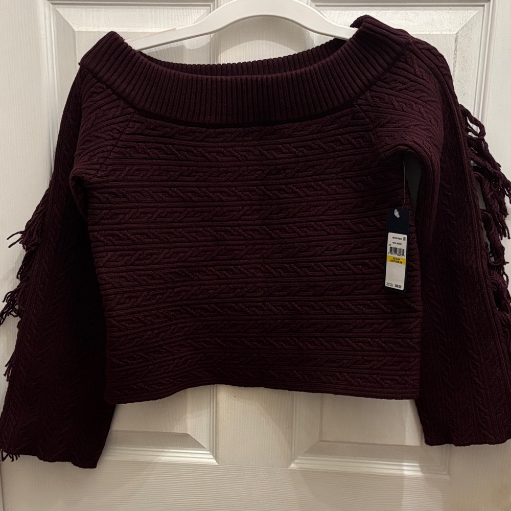 RACHEL Rachel Roy Off-the-Shoulder Plum Sweater